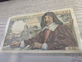 Banknote 100 Francs Banque de France 1942 Descartes