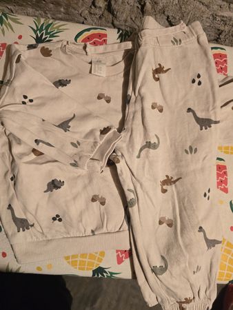 H&M Set Pullover Hose Dinosaurier beige Grösse 92