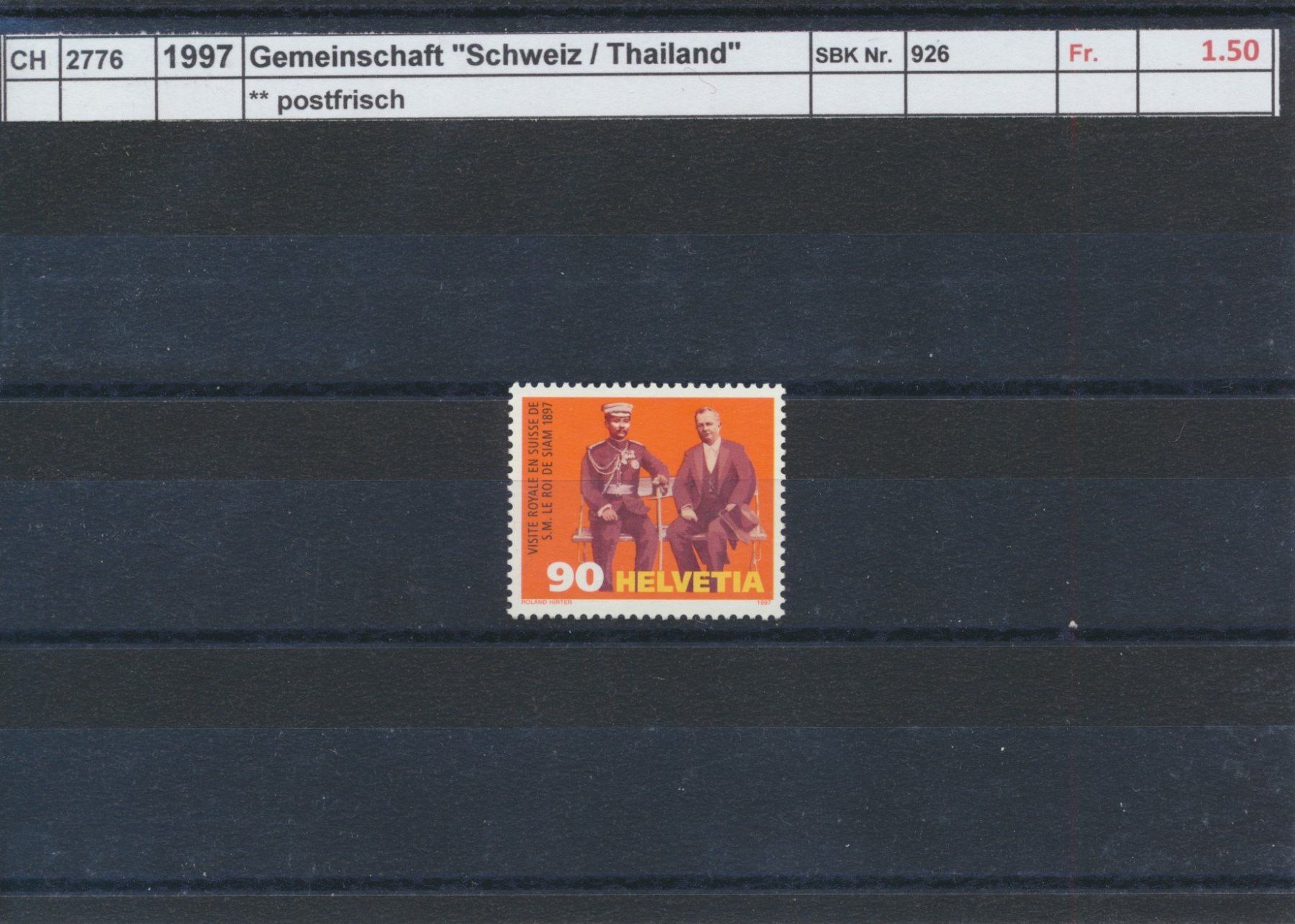 Tutti i francobolli: 1997 Gemeinschaft, "Schweiz / Thailand", ** postfrisch – Nuovo (secondo la descrizione) da Winterthur venduto da Zupogeru