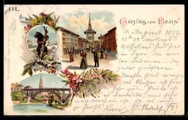 Litho Bern, Stadtansichten mit Uhrturm, 