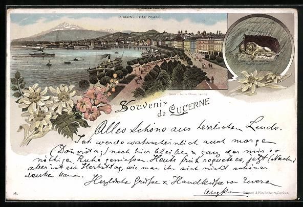 Ansichtskarten: Vorläufer-Lithographie Lucerne, 1895, P – Gebraucht aus Berlin von bartko-reher