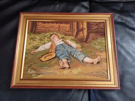 Anker Stickbild "Schlafender Hirtenjunge,Gobelin