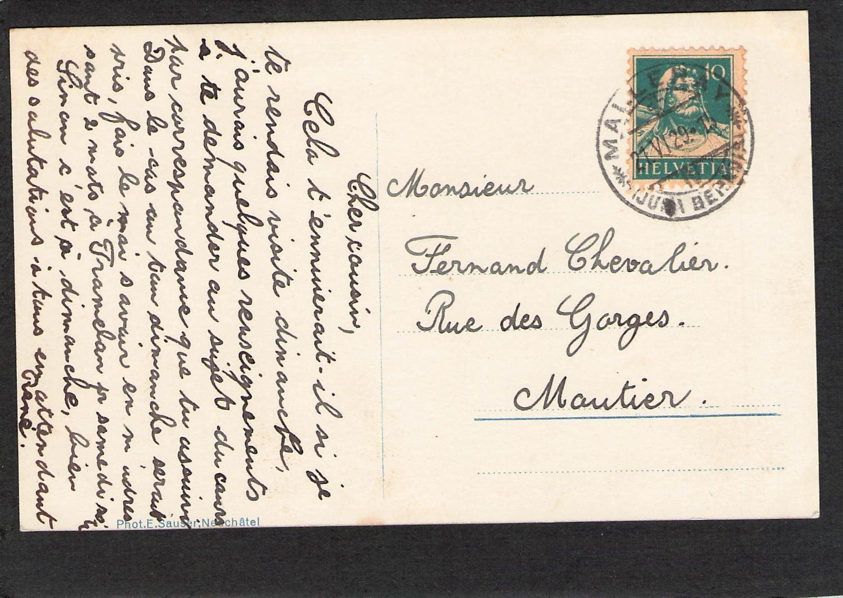 Ansichtskarten: CP× BE/JU Malleray , 1929 – Gebraucht aus Reichenburg von Pipo-67 1