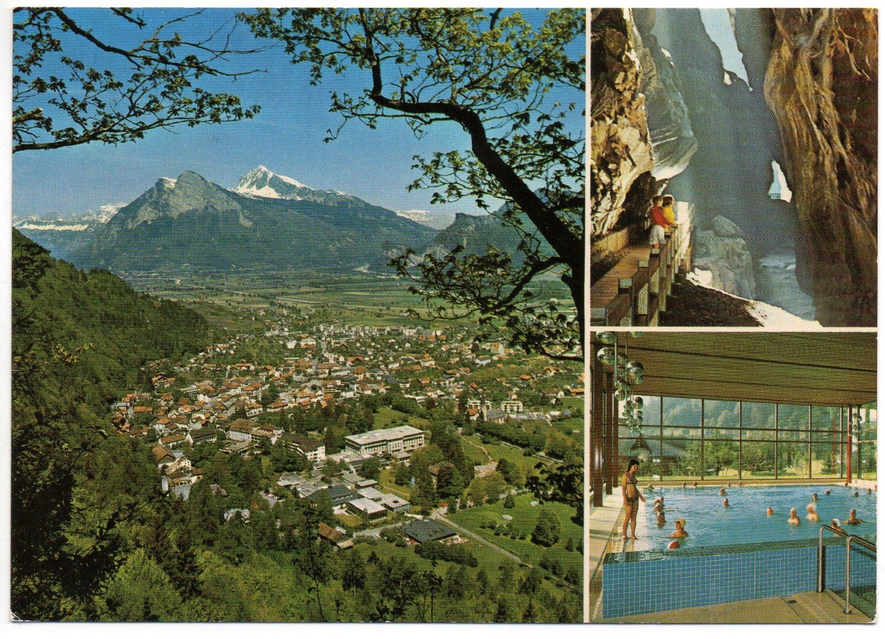 Cartes postales: BAD RAGAZ mit Churfirsten, Gonzen u. Alvier – D'occasion à Jona par philajona