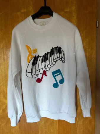 Musikalisches Frottee-Sweatshirt, weiss, Grösse L, Top!