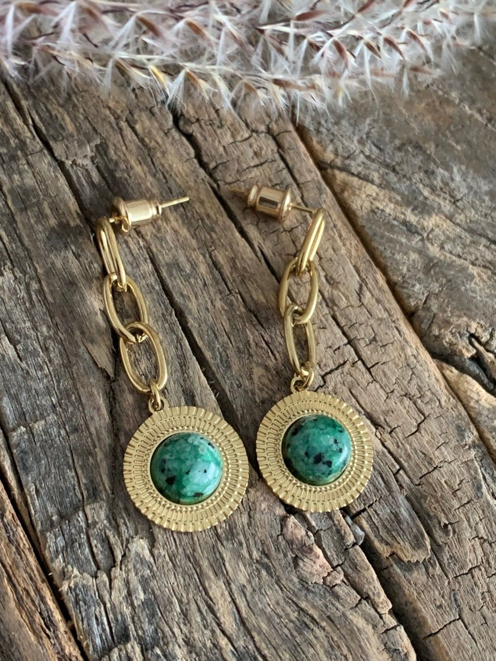 Ohrringe & -stecker: Wow: 14k vergoldete MALACHIT Ohrhänger – Neu und originalverpackt aus Rombach von Ivreajewels 4