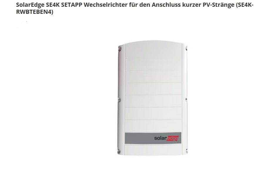 SolarEdge Inverter: Wechselrichter Solaredge SE 4K - RWB – Nuovo e nell'imballaggio originale da Kägiswil venduto da kw7_5pg8