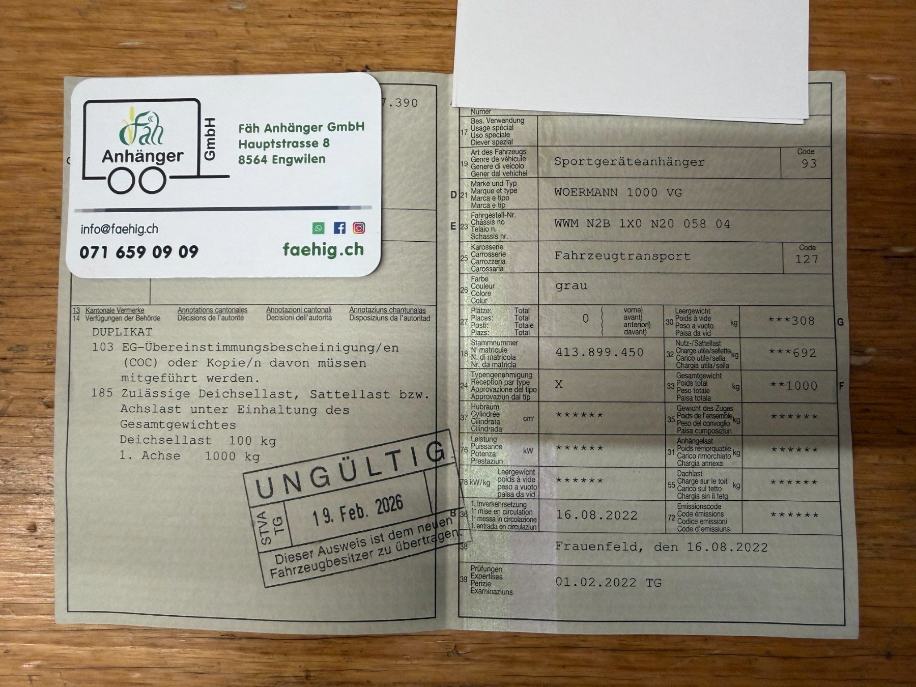 Wörmann Anhänger: Motorradanhänger / Wörmann 1000 VG – Neu (gemäss Beschreibung) aus Engwilen von FaehAnhaengerGmbH 8
