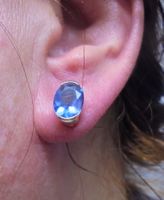 Echtschmuck: Silberohrstecker vergoldet mit Blauem Fluorit