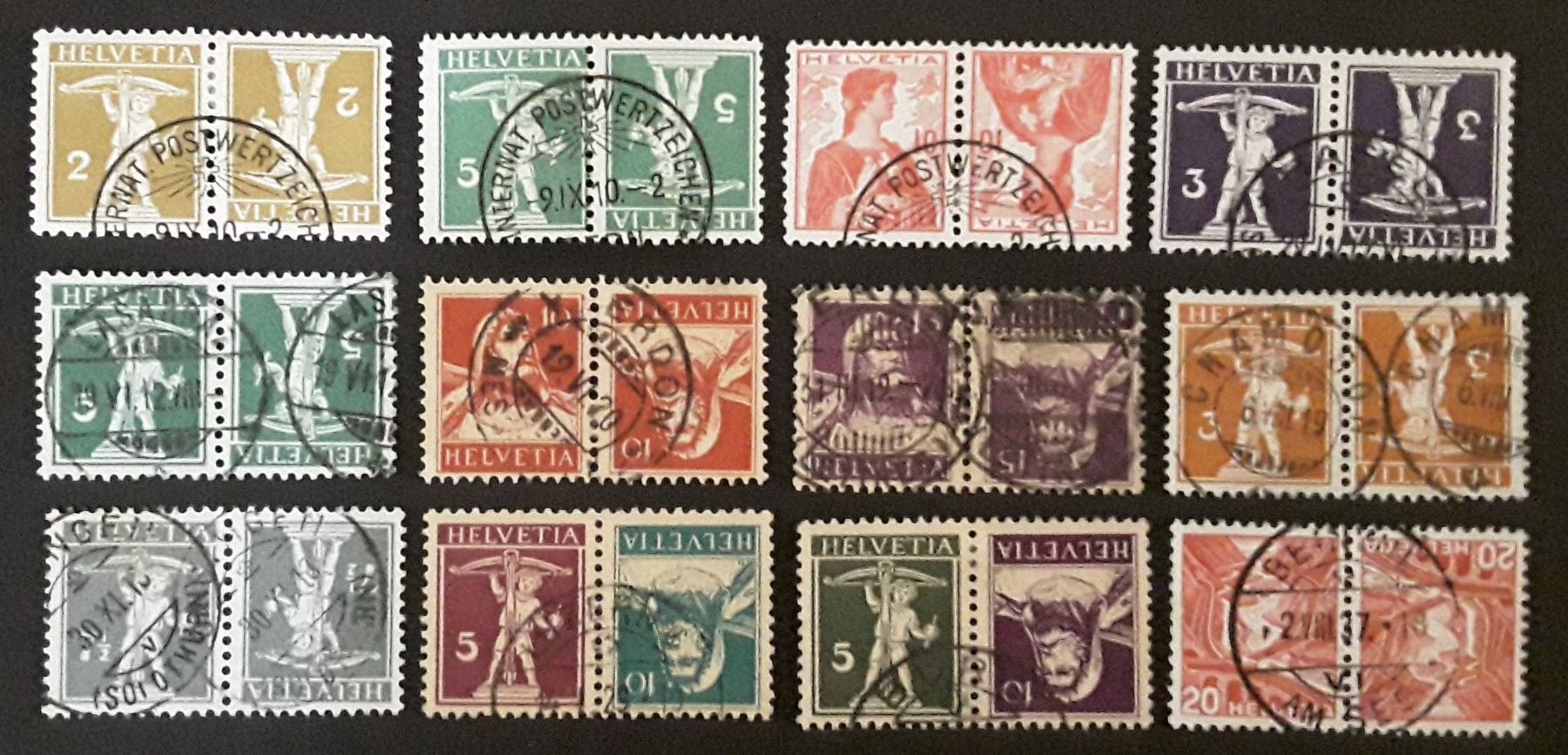 Tous les timbres: Lot mit 12 Kehrdrucke gest.Kat.785.- – D'occasion à Walperswil par Tcheidi