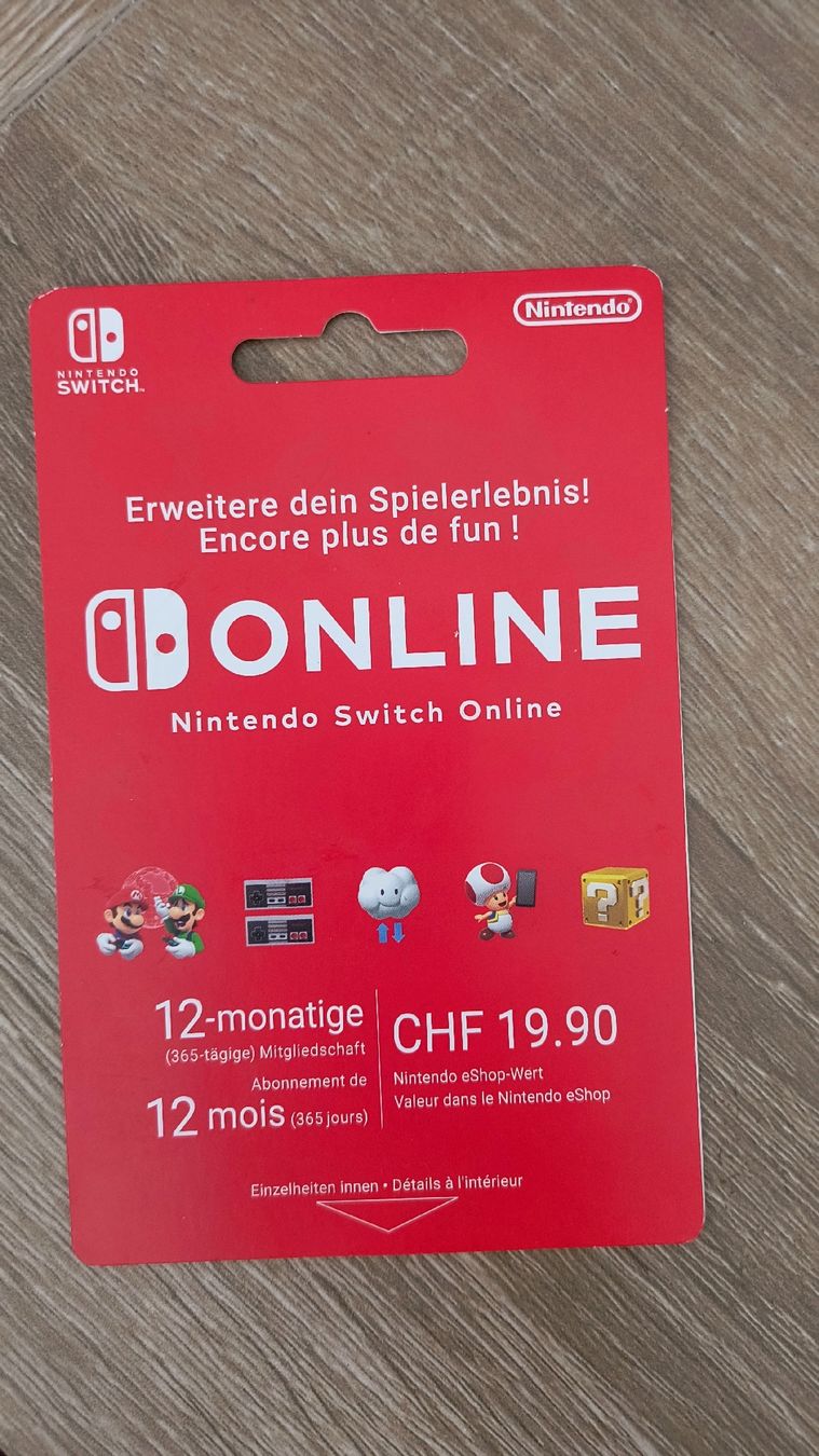 Gutscheine: Nintendo Switch online - 12 monatige Mitgliedschaft  – Neu (gemäss Beschreibung) aus Basel von smo_nd6b