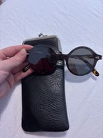 Sonnenbrille rund Schildpatt Muster mit Etui neu