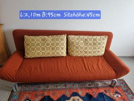 Rolf Benz Schlafsofa, Top Zustand, Rot-Orange