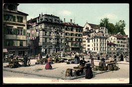 AK Zürich, Gemüsebrücke, Marktplatz
