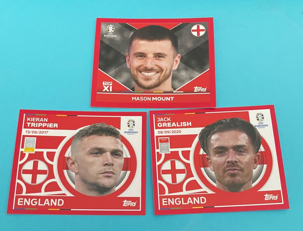 Topps Euro 2024 Sticker ENGLAND 3x - ENG TOP1, ENG 7, ENG 19 | Acheter ...