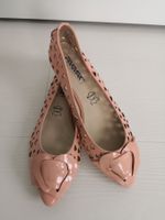 🤩RETRO-STYLE LACK BALLERINA-SCHUHE ROSA &HERZ-SCHNALLE &NEU
