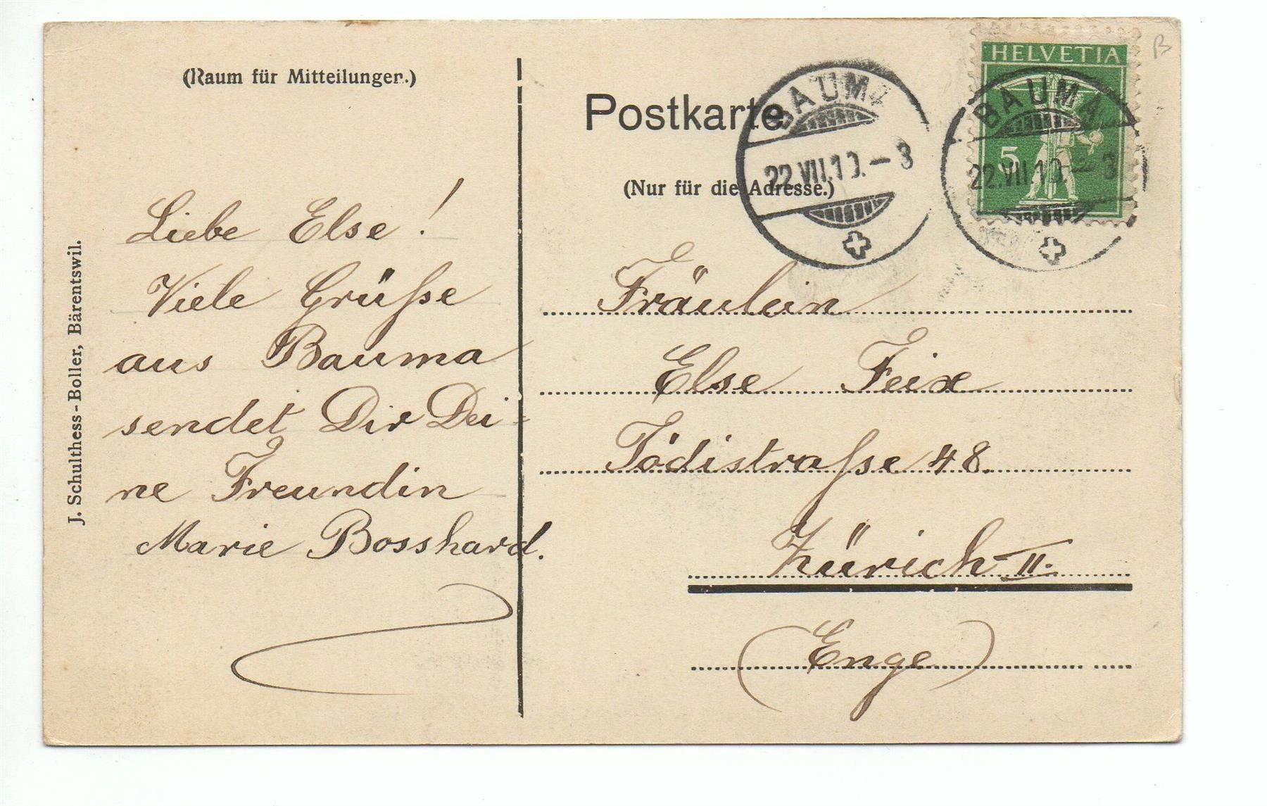 Cartes postales: BAUMA – D'occasion à Jona par philajona 1