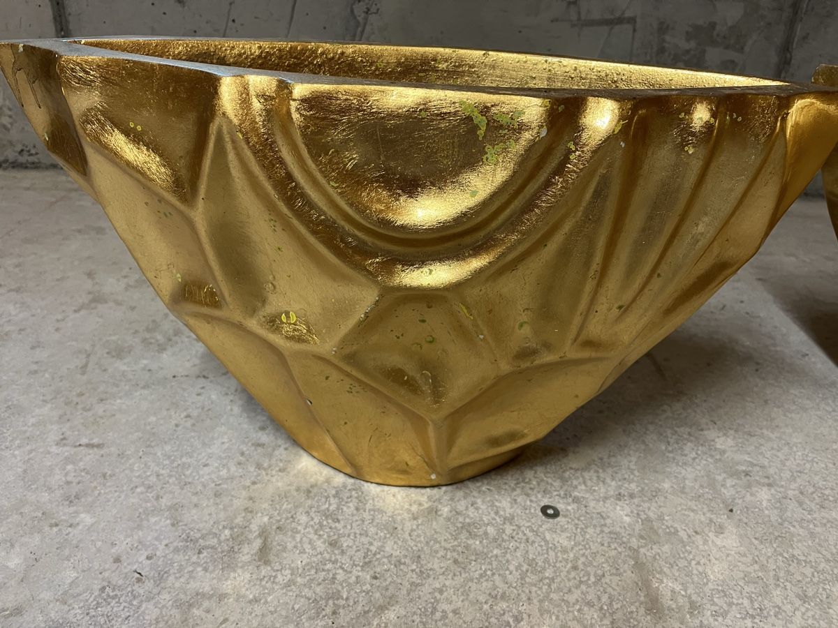 Blumentöpfe: 2 ovale Übertöpfe, goldfarben – Gebraucht aus Chur von Moca17 4
