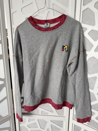 Missoni Pullover grau mit buntem Saum Groesse M