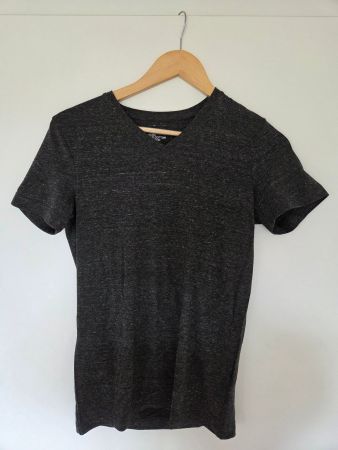 H&M Fine Cotton Stretch T-Shirt XS Anthrazit V-Neck