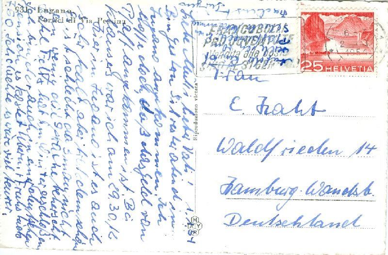 Cartoline postali: Lugano - Markt Ticino + 1954 – Usato da Emmenbrücke venduto da teestube 1