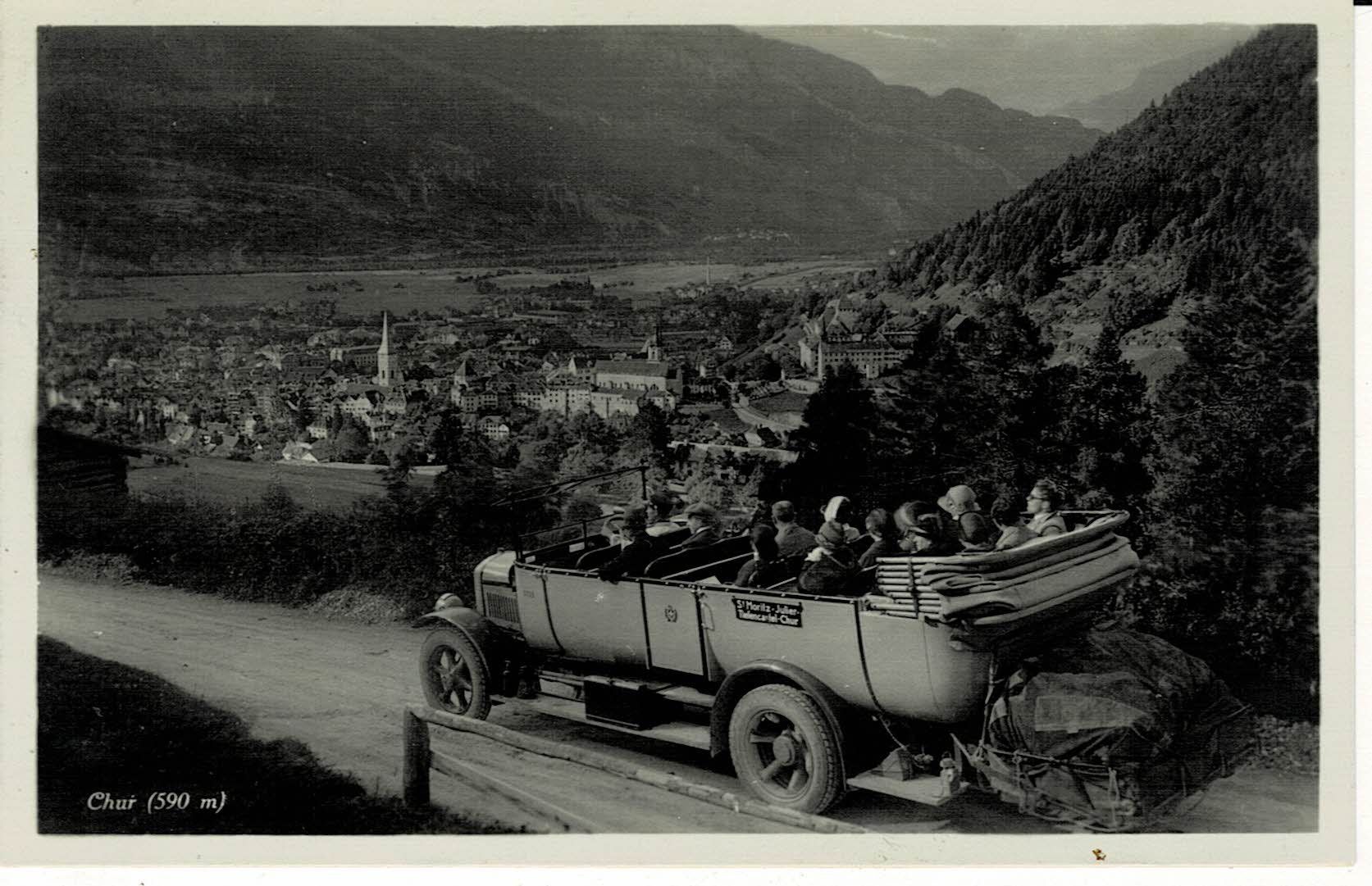 Cartoline postali: CHUR mit Postauto GR gel. 1931! – Usato da Hergiswil NW venduto da Kartenfrau