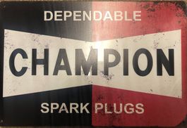 Champion Blechschild Metallschild Auto Zündkerze Tuning