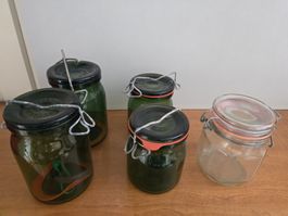 5 Stück 1 Set Einmachgläser mit Metallklammer