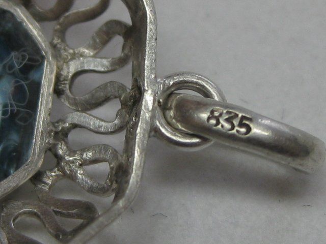 Ciondoli: Antik Anhänger Silber 835 filigran blauer Stein – Usato da Ermatingen venduto da Decovin 5