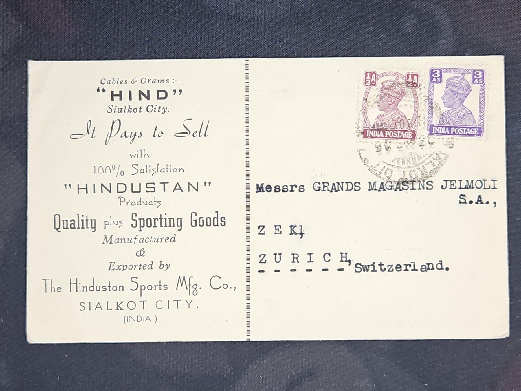 Tutti i francobolli: CL25 Enveloppe + Timbre Inde 1946 – Usato da Cousset venduto da Patrick_Collections