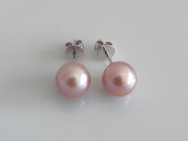 Traumhafte Süsswasserperle Ohrstecker, rosa, 8.3mm