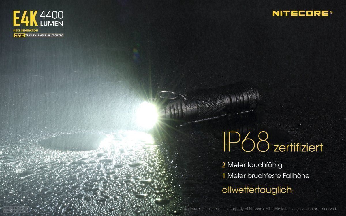 NiteCore Lampade: NiteCore E4K Taschenlampe-4400 Lumen – Nuovo e nell'imballaggio originale da Grüningen venduto da Prolumin 8