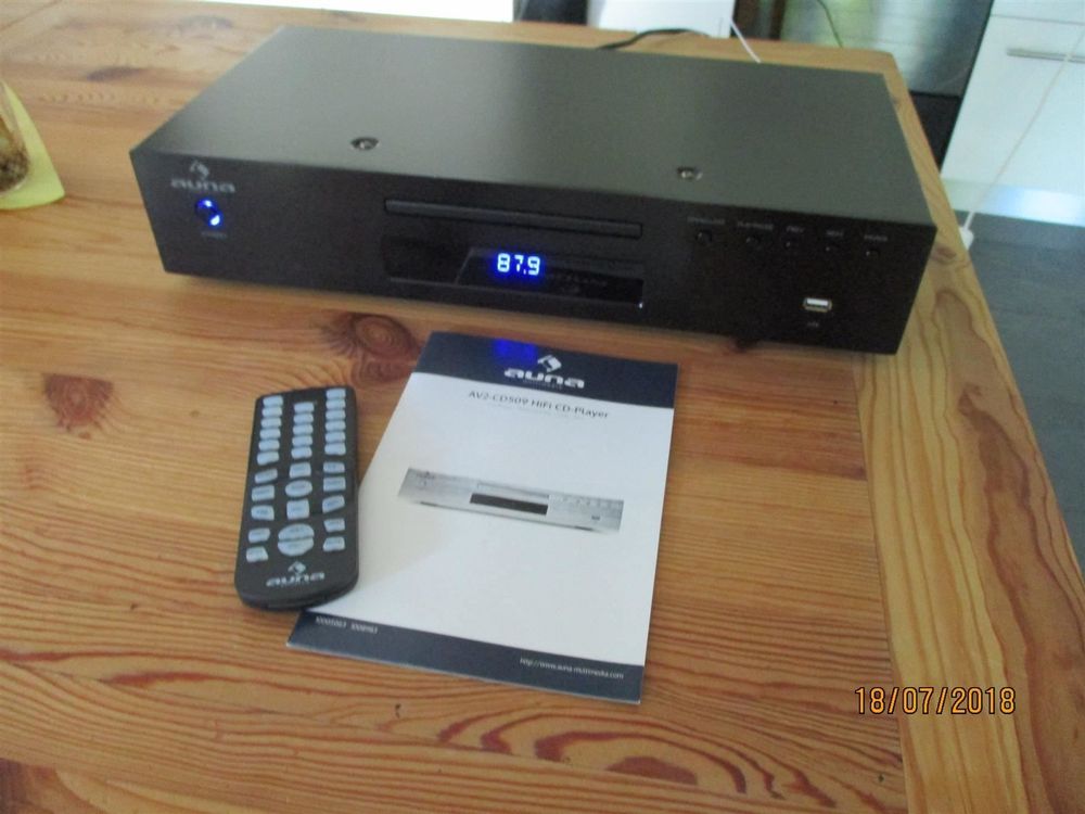 AUNA AV2-CD509 Lecteur CD HiFi Noir - Port USB, Compatible MP3, Sorties Numérique Et Analogique, 40 Présélections