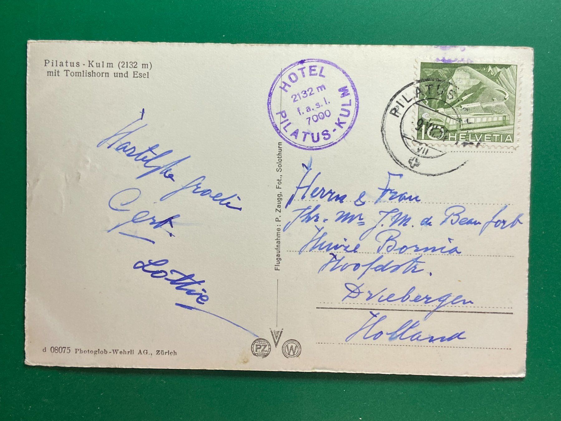 Cartoline postali: Pilatus-Kulm mit Hotelstempel – Usato da Steg VS venduto da danwer74 1