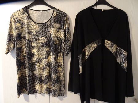 Twin-Set, Kurzarm-Top und Jacke, Gr. 46, schwarz/beige