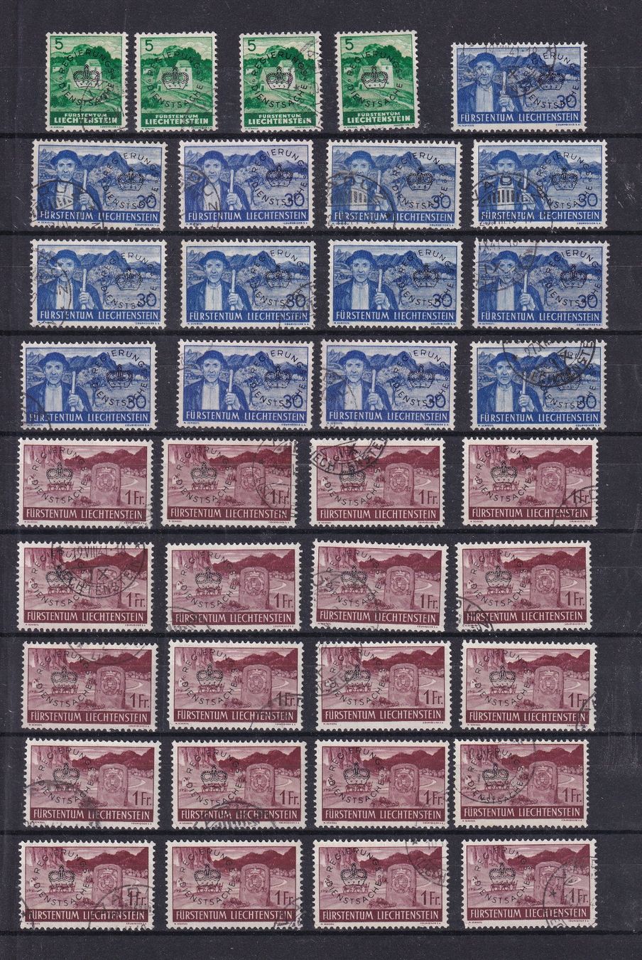 Alle Briefmarken: LOT  Liechtenstein  oblitérés par multiples – Gebraucht aus Nyon von an54