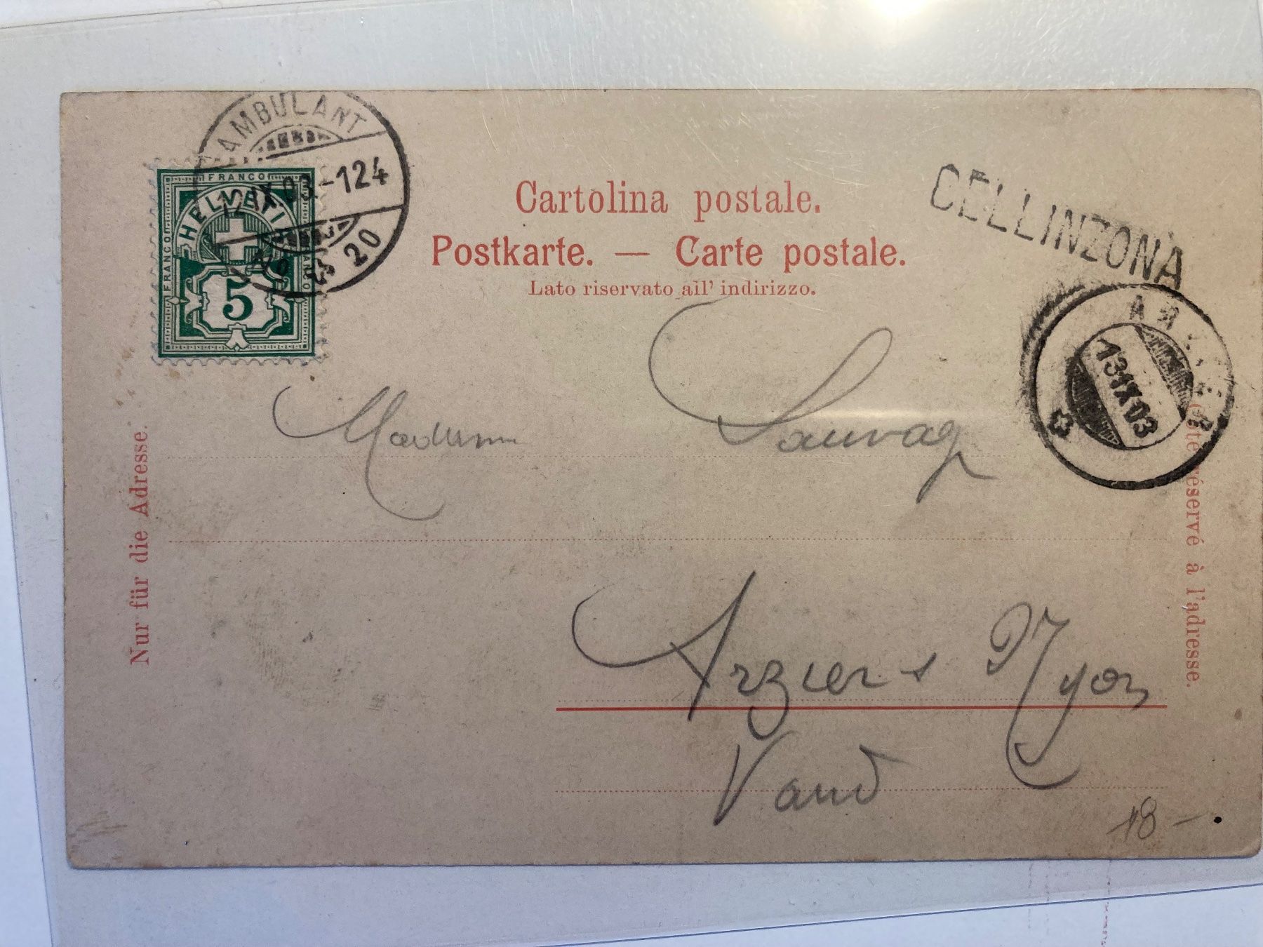 Cartoline postali: Bellinzona – Usato da Lumino venduto da Givo 1