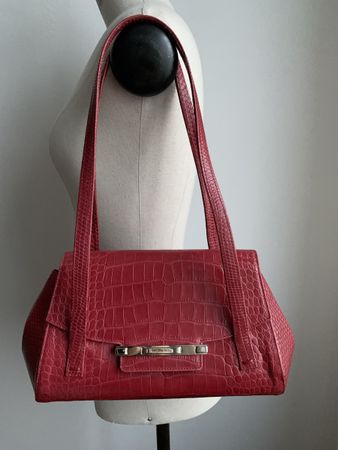 STEPHANE KELIAN: Bordeauxrote KROKO-Leder-Tasche, NP 750.-