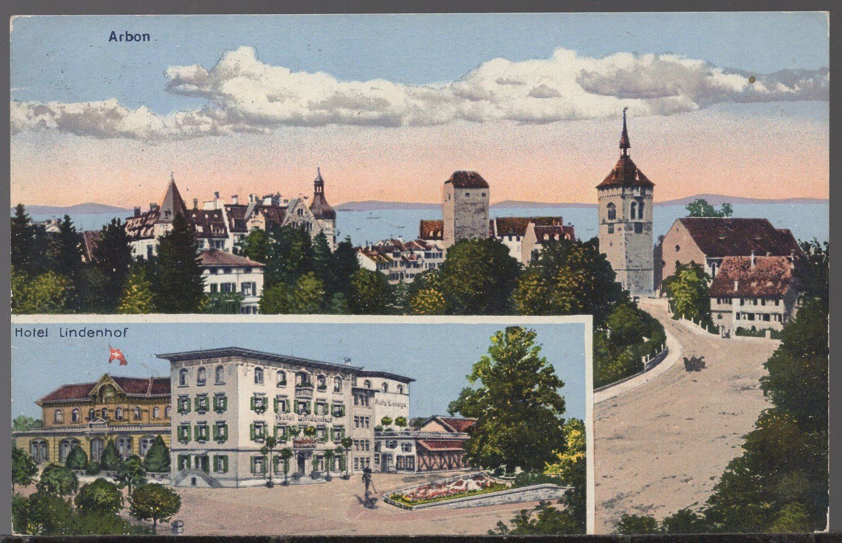 Cartoline postali: Arbon  /  Hotel Lindenhof  1920 – Usato da Aarau venduto da kufi44