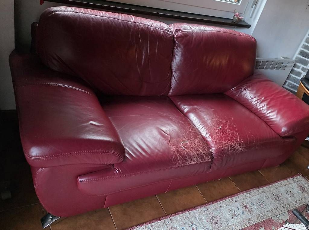 Sofas: Divano 2 posti in pelle bordeaux – Gebraucht aus Zürich von zonalba 3