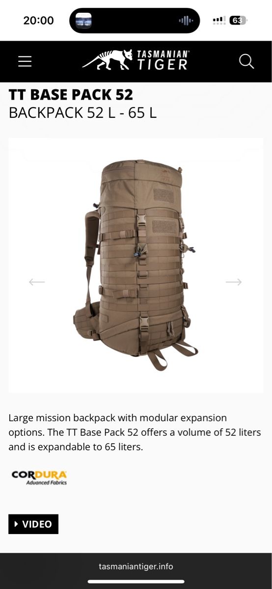 Tatonka Zaini: Tasmanian Tiger Base Pack 52-65L – Usato da Steinhausen venduto da casaplia 4
