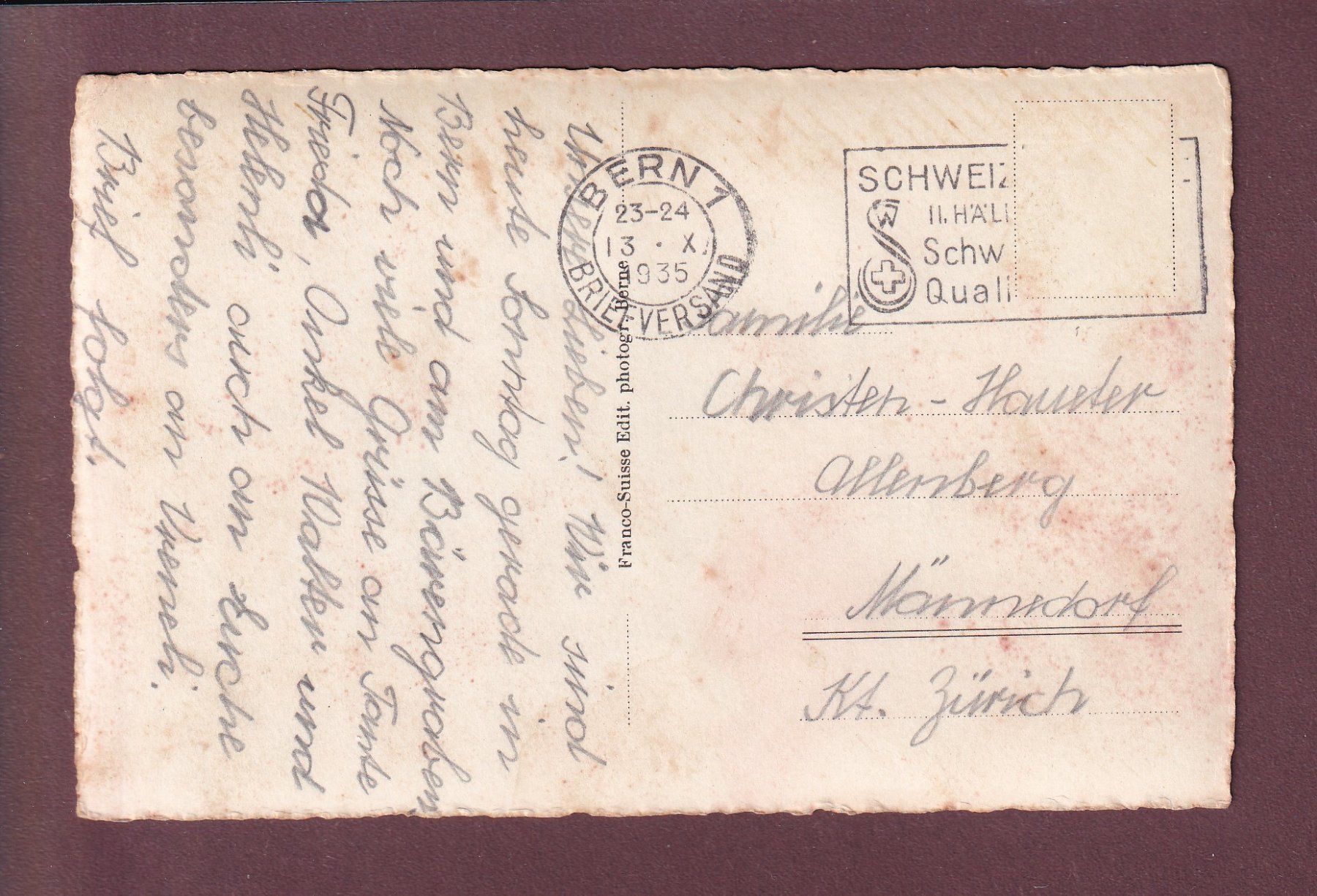 Cartoline postali: BERN - Bärengraben - 1935 – Usato da Pully venduto da nicecards 1