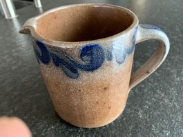 2 Rustikale Keramikkanne mit blauem Dekor - Herbstdeko!