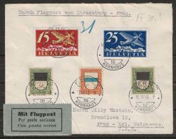 1923 : Flugpost Brief FF20.3. Bern - Prag, KP 350.--