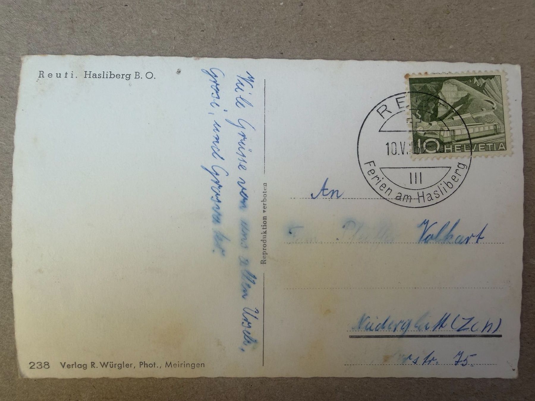 Cartoline postali: REUTI - HASLIBERG - Ansichtskarte – Usato da Tegerfelden venduto da siebenmacky 1