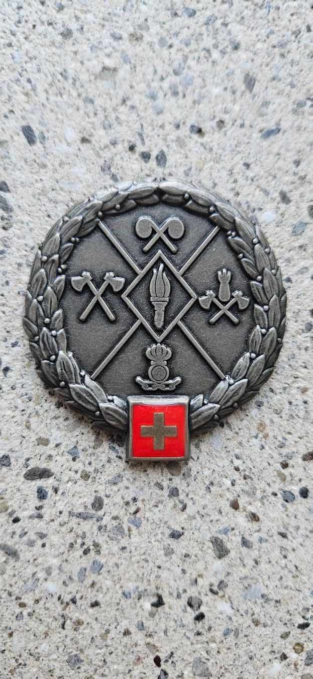 Schweizer Armee Placchette & Badge: *** Beretemblem Silber Schweizer Armee *** – Usato da Riedholz venduto da fr_sIruP