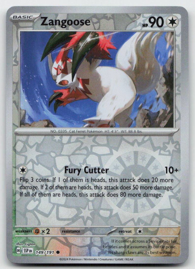 Pokémon Carte collezionabili: Pokemon Zangoose Reverse 149/191 SSP EN 2024 – Usato da Lugano venduto da VlaseCard