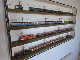 Grosse H0m Sammlung, mit Ferrosuisse und Wabu und Vitrine