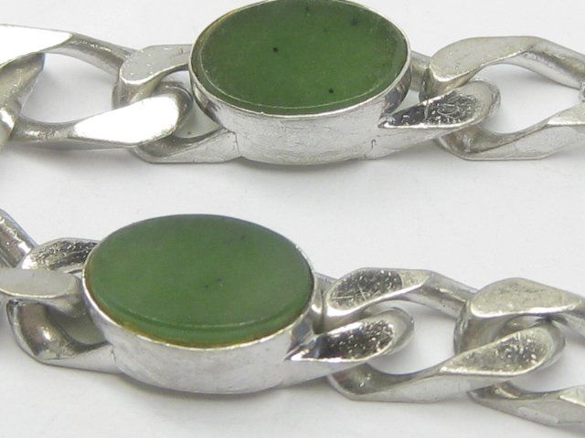 Bracciali & Braccialetti: Antik Armband Panzer Kette Silber 835 Nephrit Jade – Usato da Ermatingen venduto da Decovin 4