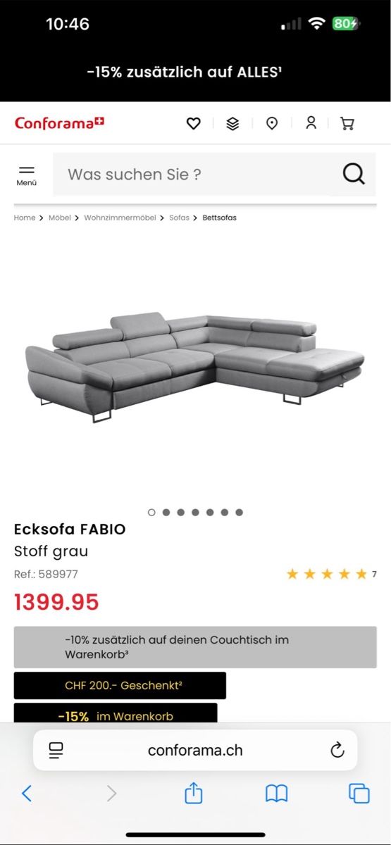 Sofas: Comforama Sofa Fabio – D'occasion à Basel par Negroni94 2